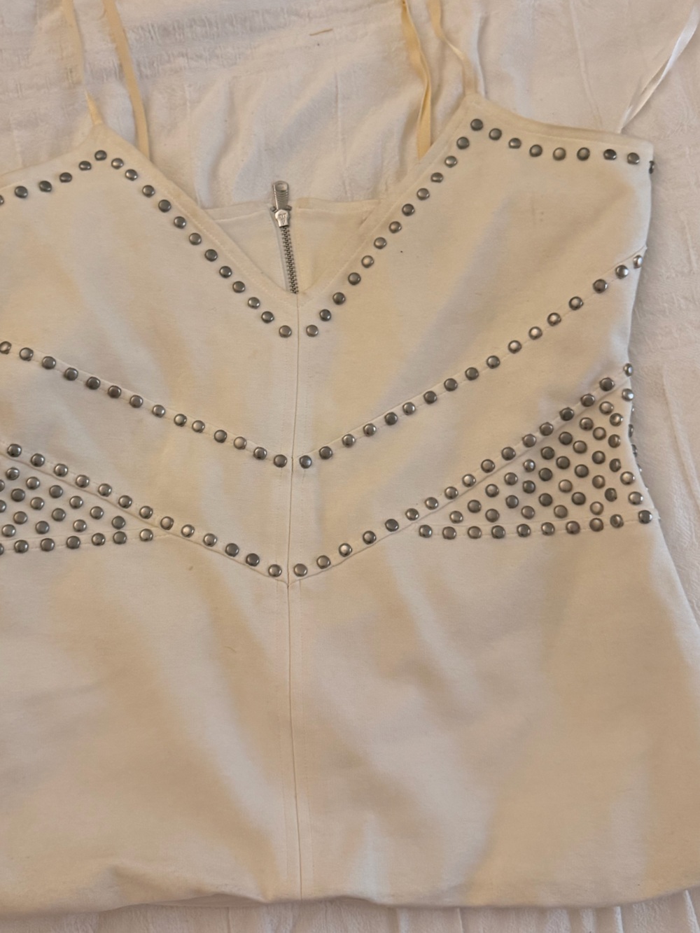 Rock & Republic Ivory Studded Corset Bustier Top Y2K Size M - Picture 4 of 8